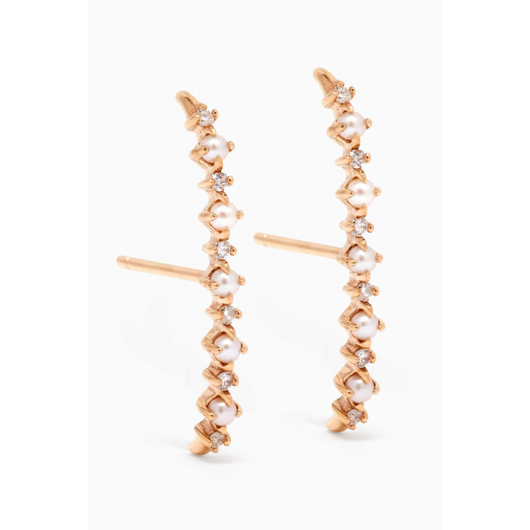 Mateo New York - The Little Things Pearl & Diamond Crawlers in 14kt Yellow Gold
