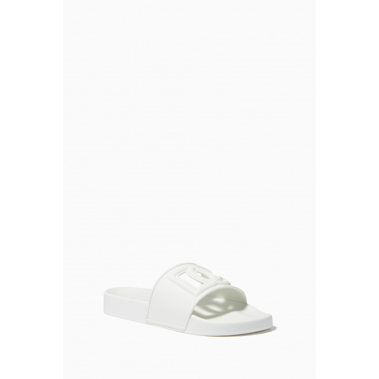 Dolce & Gabbana - Logo Cut-out Slides in Rubber White