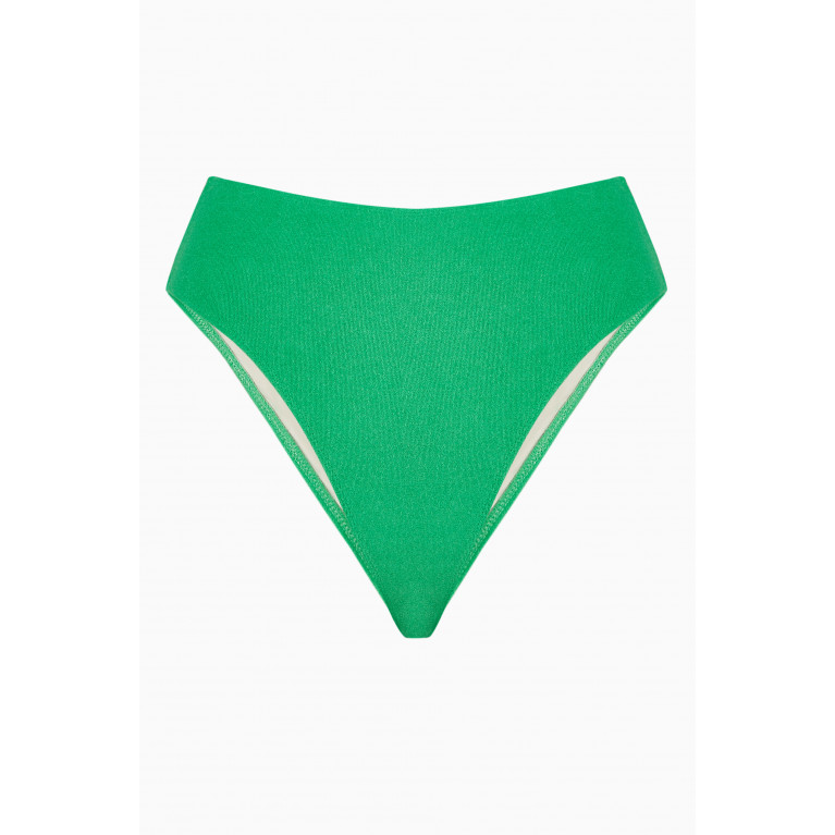 Faithfull The Brand - Chania Bikini Bottoms in Stretch Nylon Towelling Green
