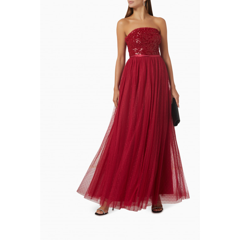 Needle & Thread - Tempest Strapless Sequins Maxi Dress in Tulle