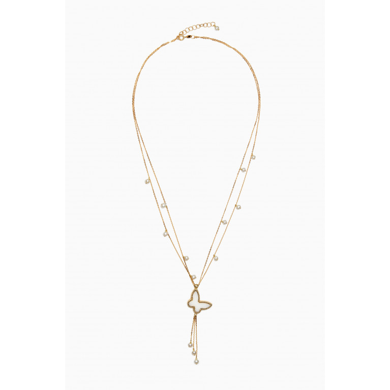M's Gems - Butterfly Pendant Necklace in 18kt Yellow Gold