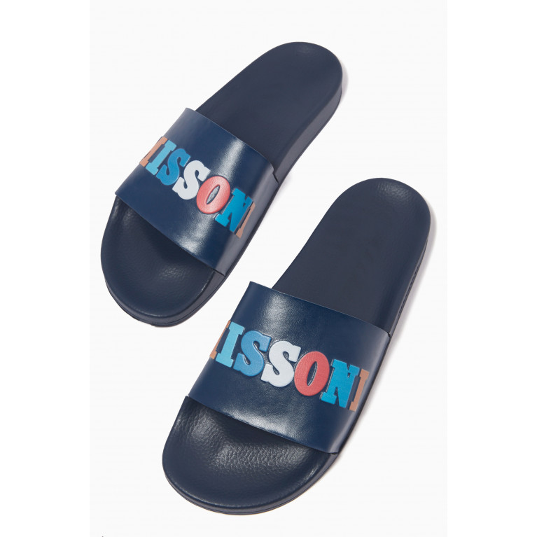 Missoni - Logo Slides in Rubber Blue