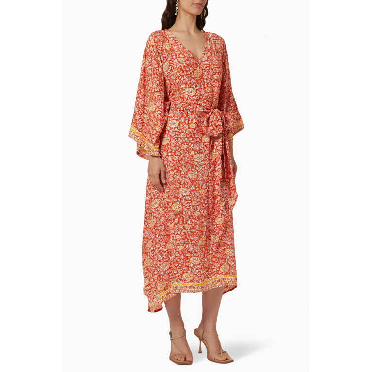 Natalie Martin - Marin Floral Belted Midi Dress in Silk