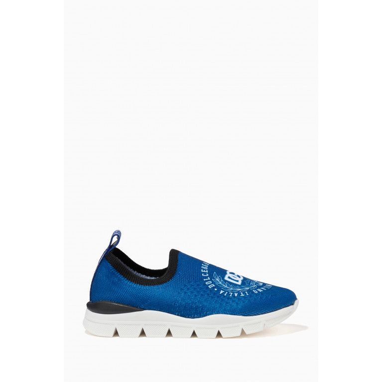 Dolce & Gabbana - DG Crest Sorrento Slip On Sneakers in Mesh Blue