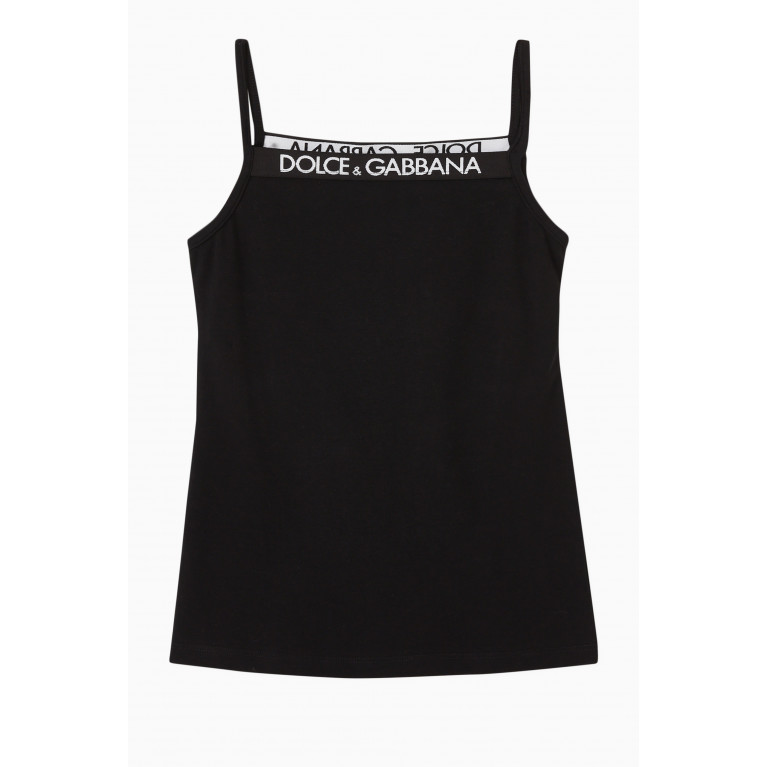 Dolce & Gabbana - Logo Tank Top in Stretch Cotton Black