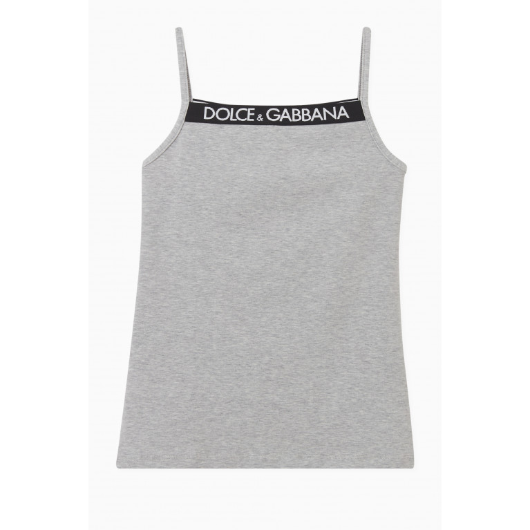 Dolce & Gabbana - Logo Tank Top in Stretch Cotton Grey