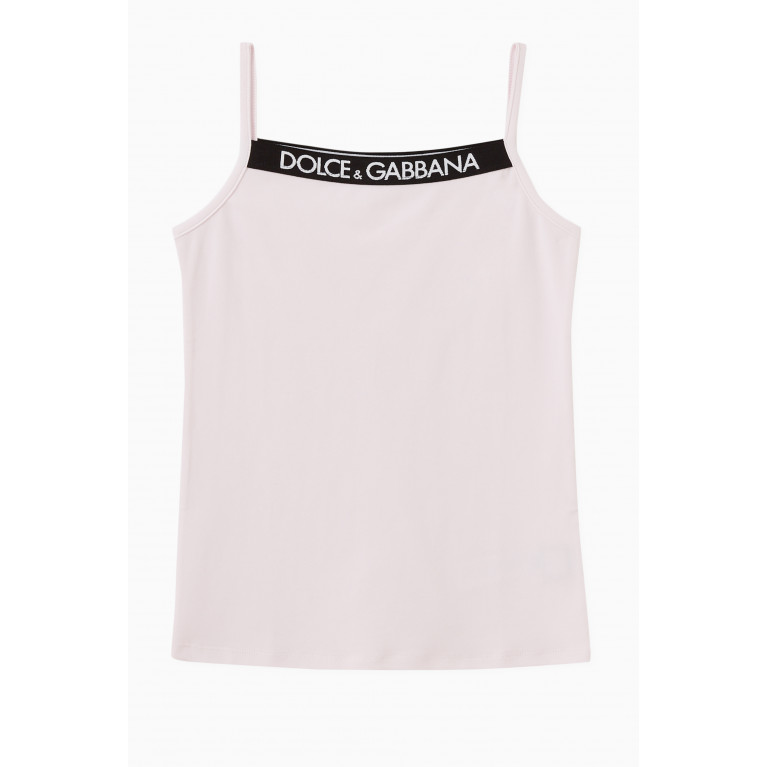 Dolce & Gabbana - Logo Tank Top in Stretch Cotton Pink