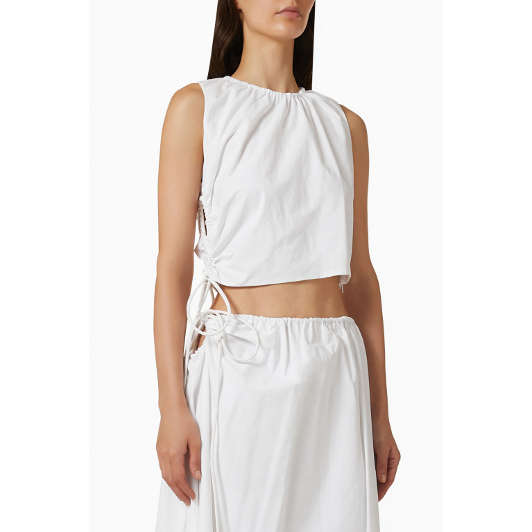 SIR The Label - Mason Laced Crop Top in Cotton Poplin