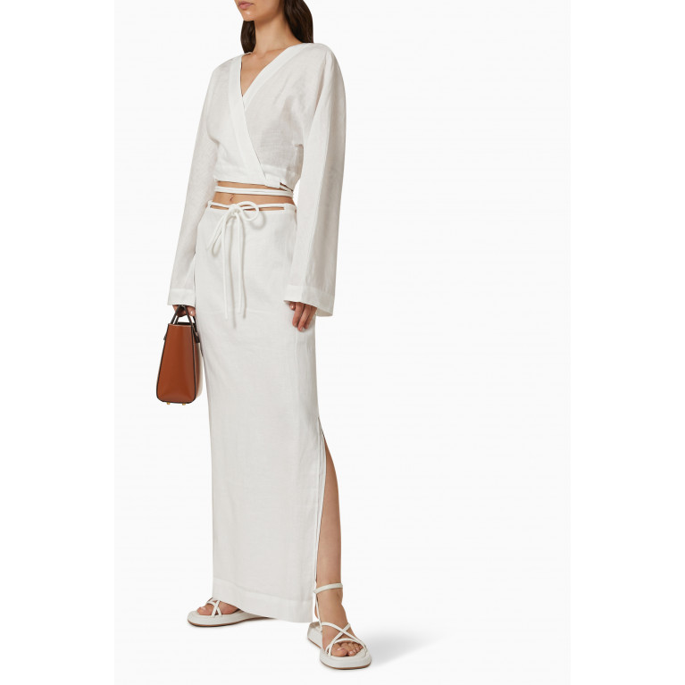 SIR The Label - Mayra Corded Wrap Top in Linen