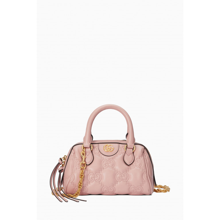 Gucci - Mini Top Handle Bag in GG Matelassé Leather Pink