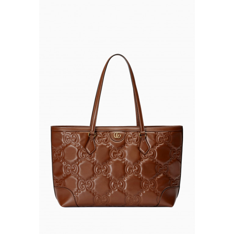 Gucci - Medium Tote Bag in GG Matelassé Leather Brown