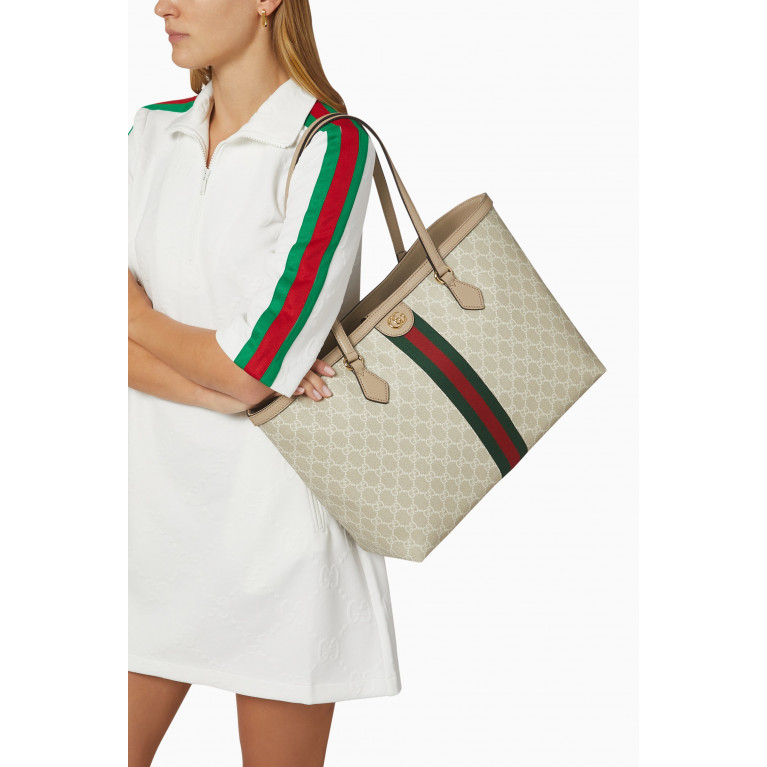 Gucci - Ophidia Medium Tote Bag in GG Supreme Canvas