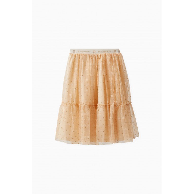 AIGNER - Glitter Polka Dotted Skirt in Tulle Neutral