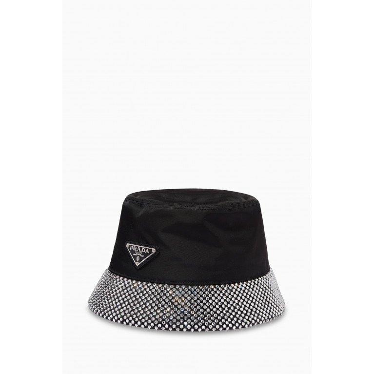 Prada - Triangle Logo Crystal Bucket Hat in Re-nylon