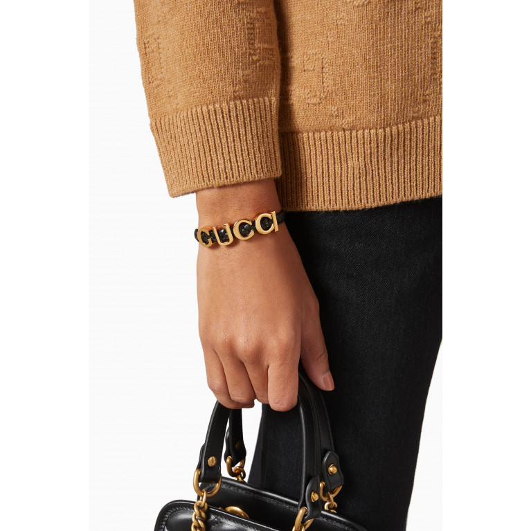 Gucci - 'Gucci' Bracelet in Leather Black