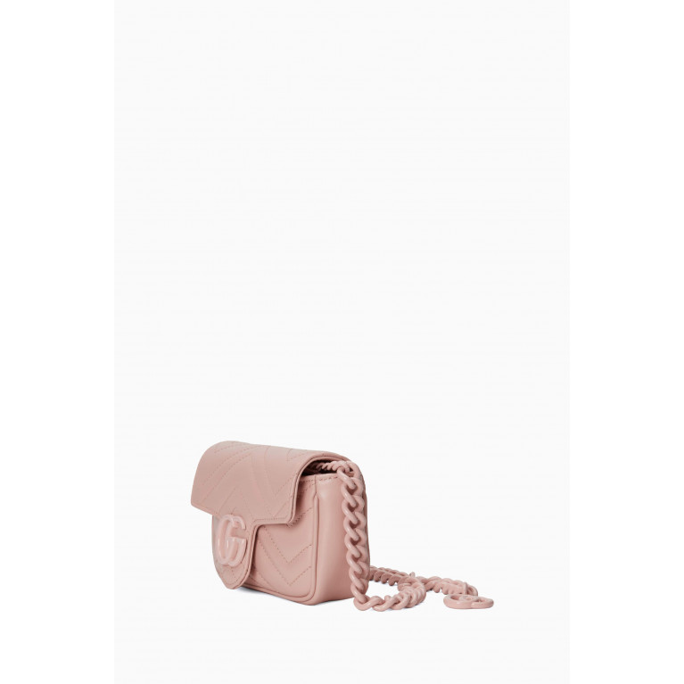 Gucci - GG Marmont Crossbody Bag in Chevron Leather Pink