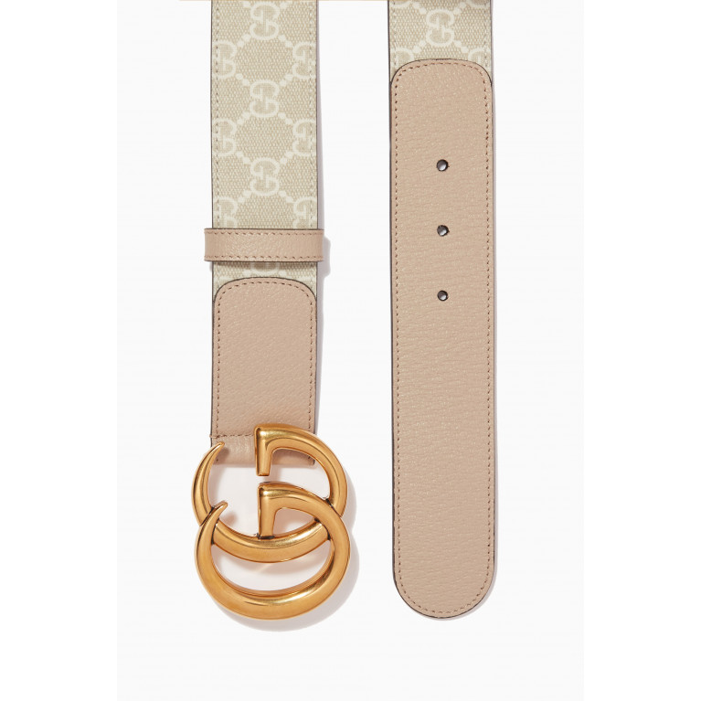 Gucci - GG Marmont Wide Belt in Supreme Canvas & Leather