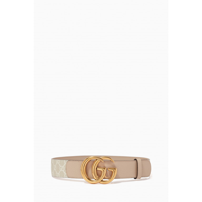 Gucci - GG Marmont Wide Belt in Supreme Canvas & Leather
