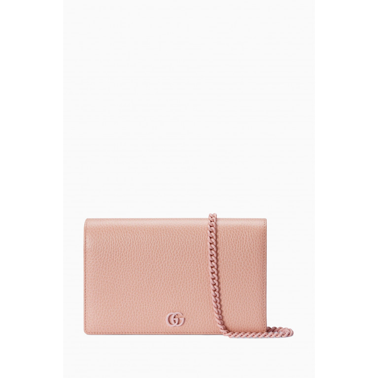 Gucci - Mini GG Marmont Chain Bag in Leather Pink