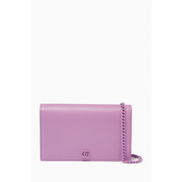 Gucci - Mini GG Marmont Chain Bag in Leather Purple