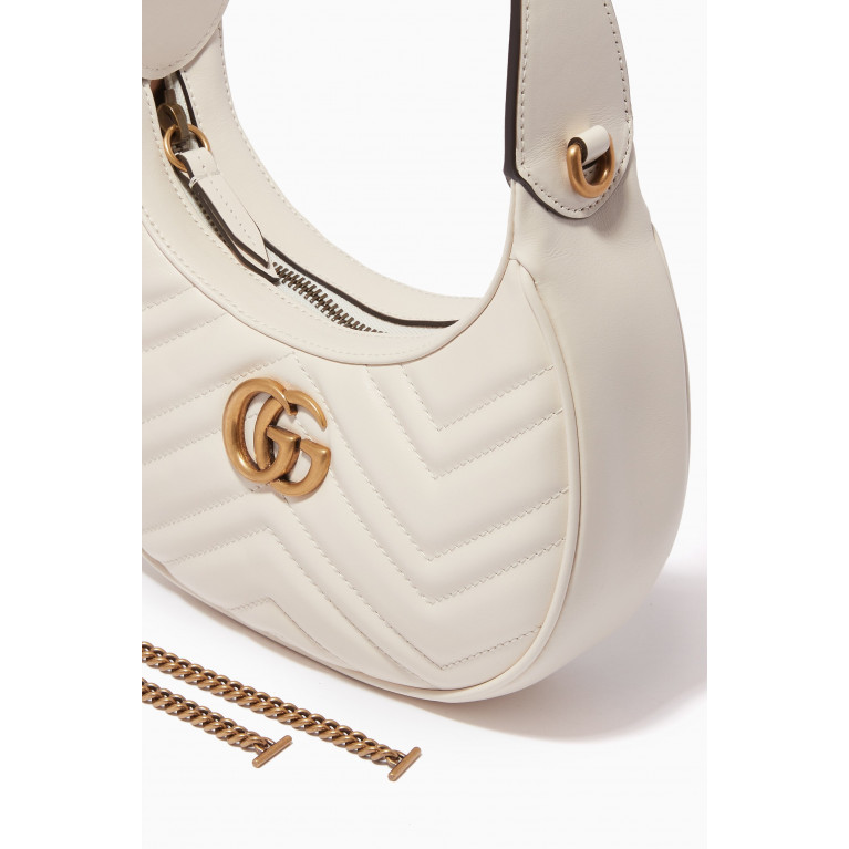 Gucci - Mini GG Marmont Half-moon Bag White