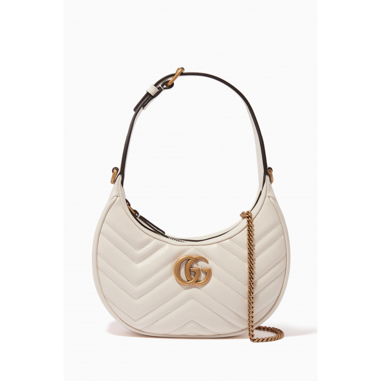 Gucci - Mini GG Marmont Half-moon Bag White