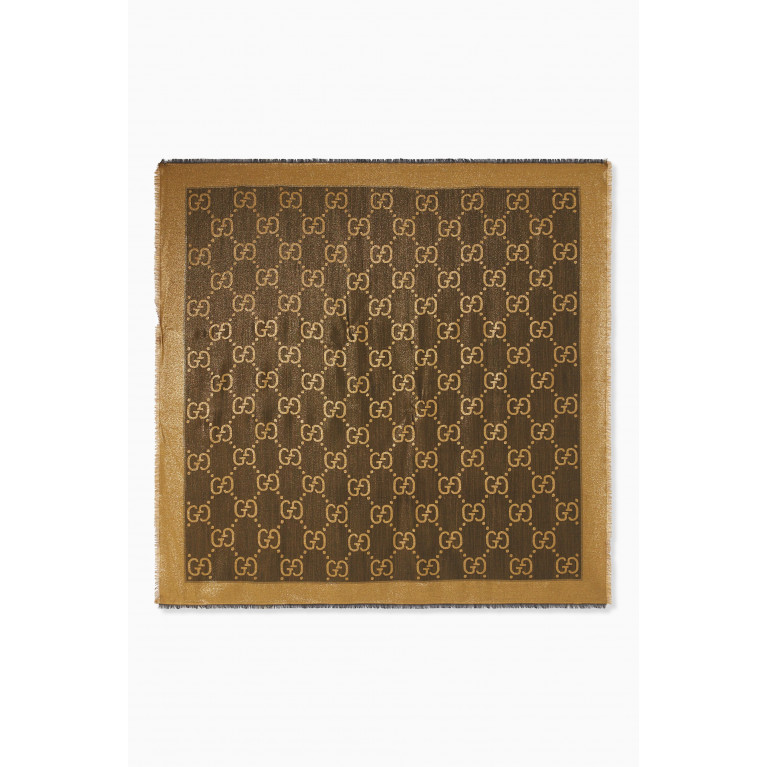 Gucci - GG Lamé Jacquard Shawl in Wool-blend Gold