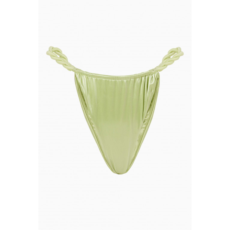 Isa Boulder - Rope Reversible Bikini Bottoms in Satin Stretch Nylon Green