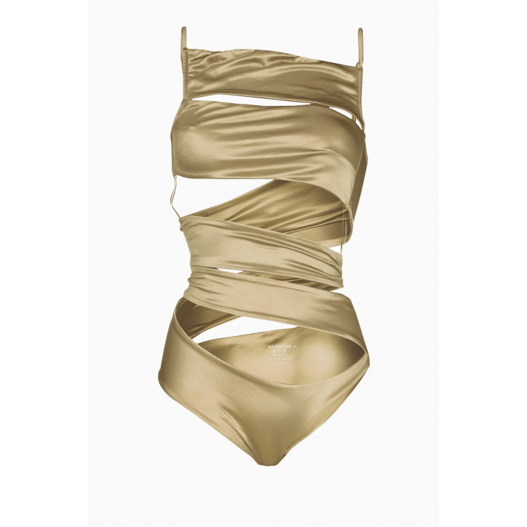 Isa Boulder - Appleskin Cut-out Swimsuit in Satin Stretch Nylon