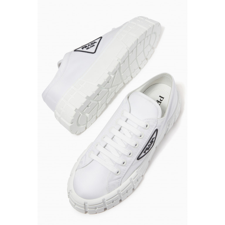 Prada - Double Wheel Sneakers in Nylon Gabardine White