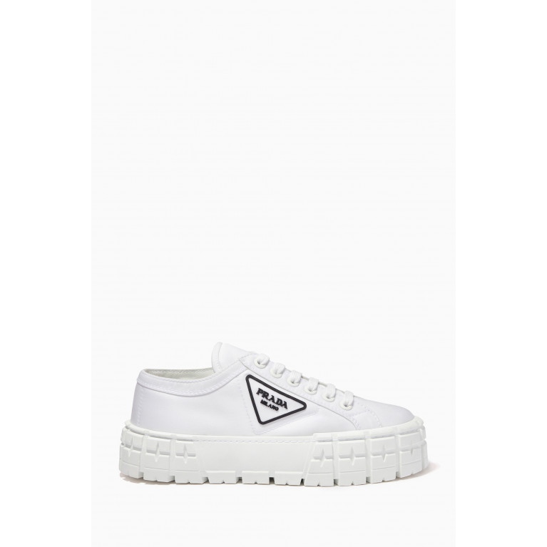 Prada - Double Wheel Sneakers in Nylon Gabardine White