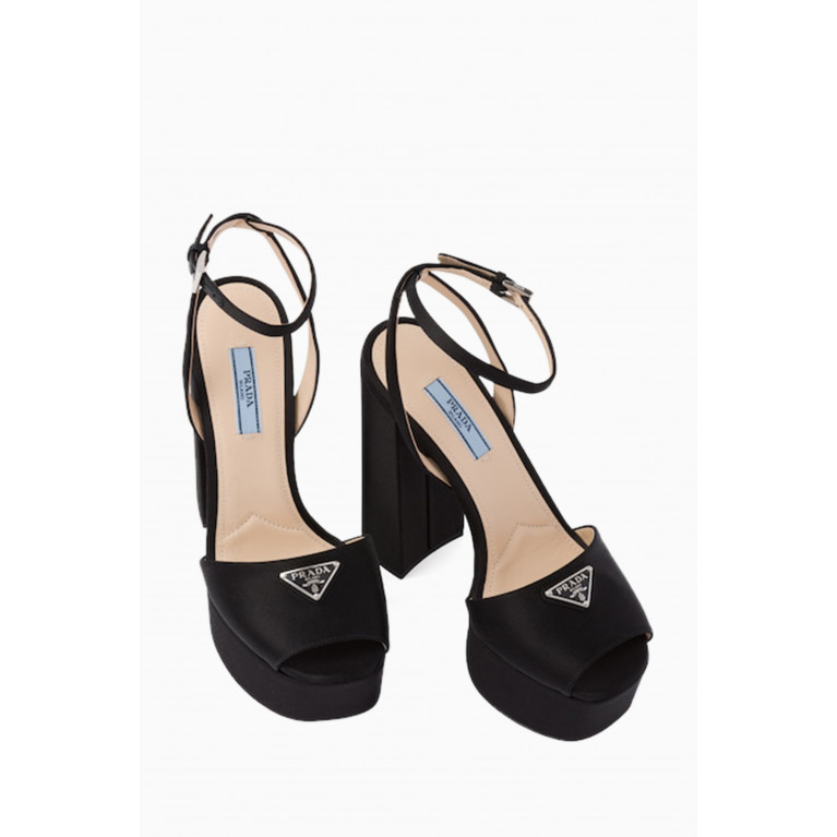 Prada - Plateau Peep-toe Platform Sandals in Satin Black