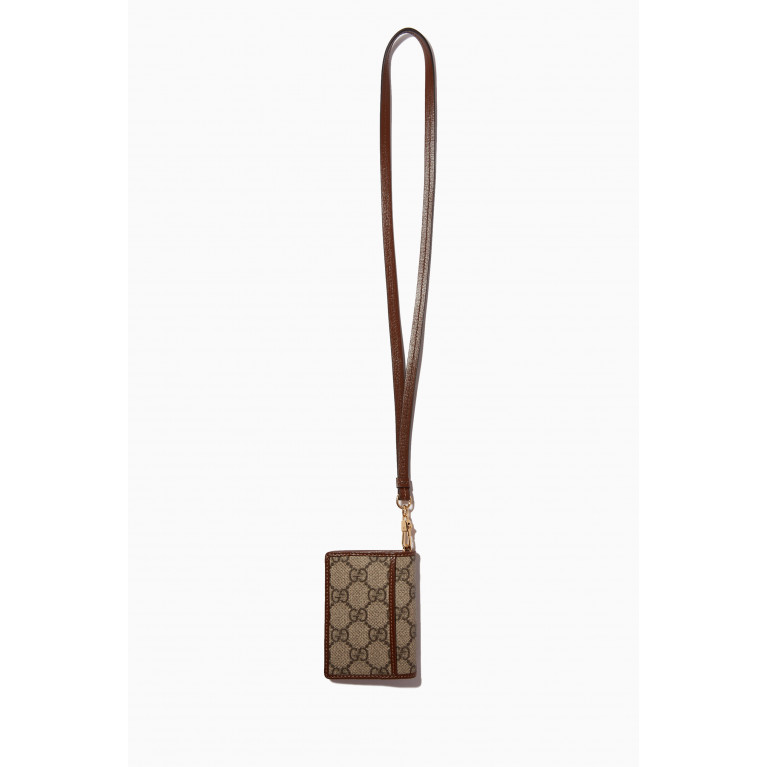 Gucci - Card Case Lanyard in Supreme Canvas & Leather Trims