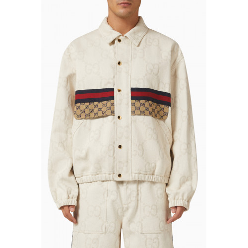 Gucci - Maxi GG Denim Jacket in Cotton-linen Blend