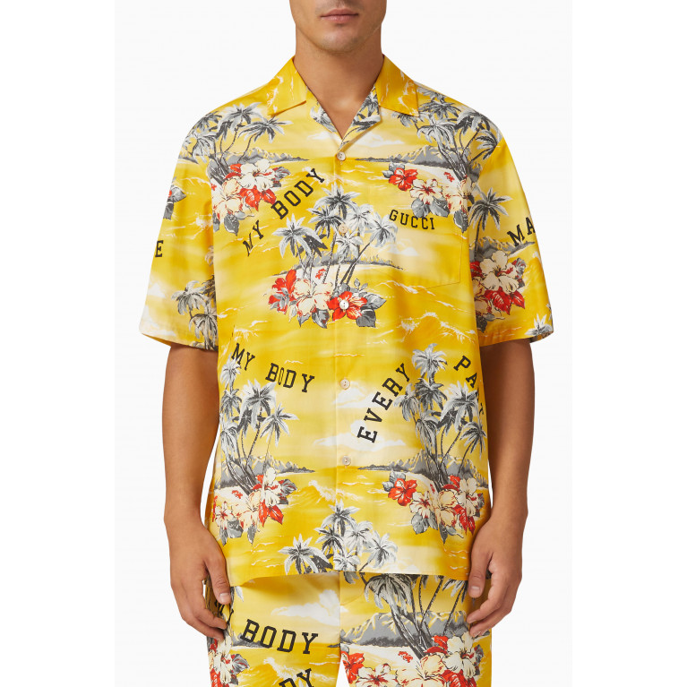 Gucci - Printed Bowling Shirt in Cotton Poplin