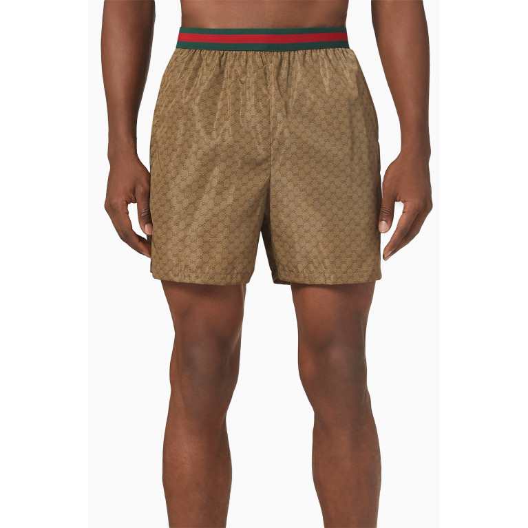 Gucci - Logo GG Jacquard Swim Shorts in Nylon