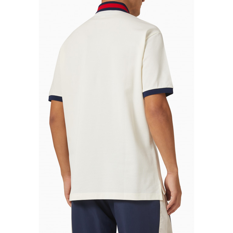 Gucci - Web Collar Polo Shirt in Stretch Cotton Piquet Neutral