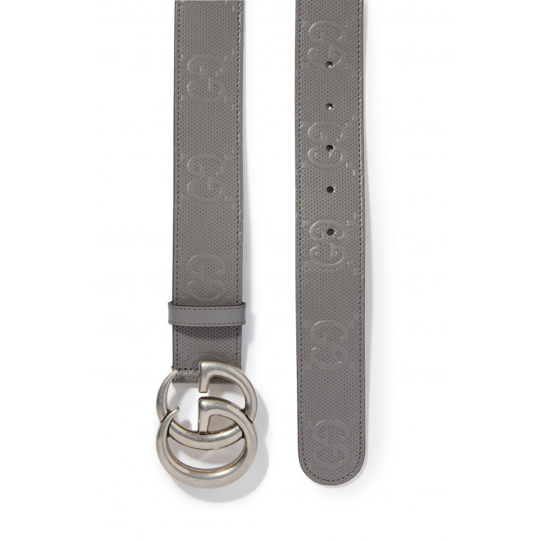 Gucci - GG Marmont Embossed Belt in Leather Grey