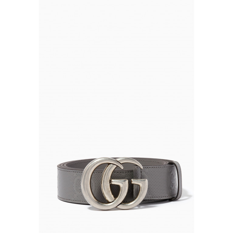 Gucci - GG Marmont Embossed Belt in Leather Grey