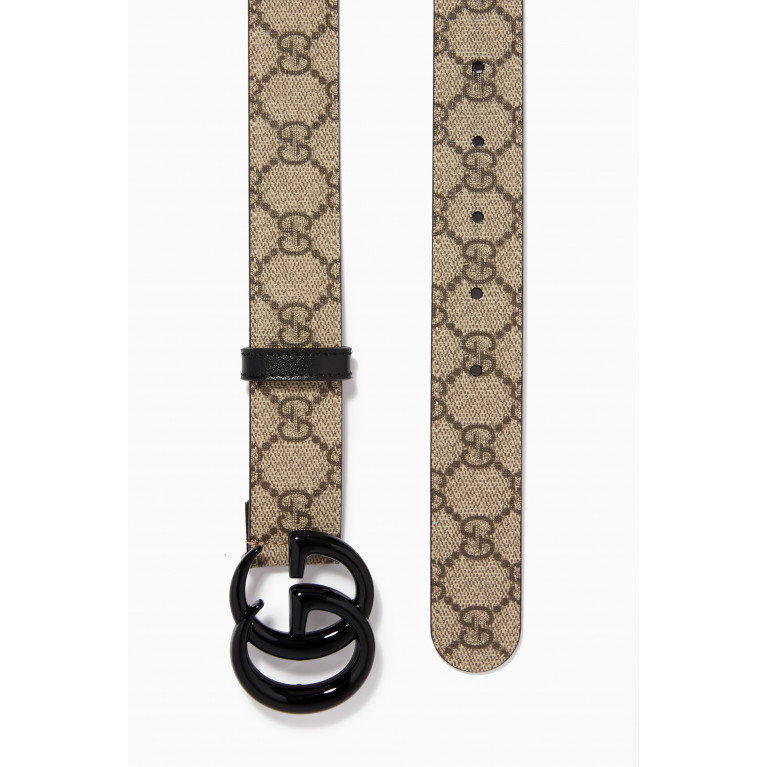 Gucci - GG Marmont Thin Belt in Leather & Canvas