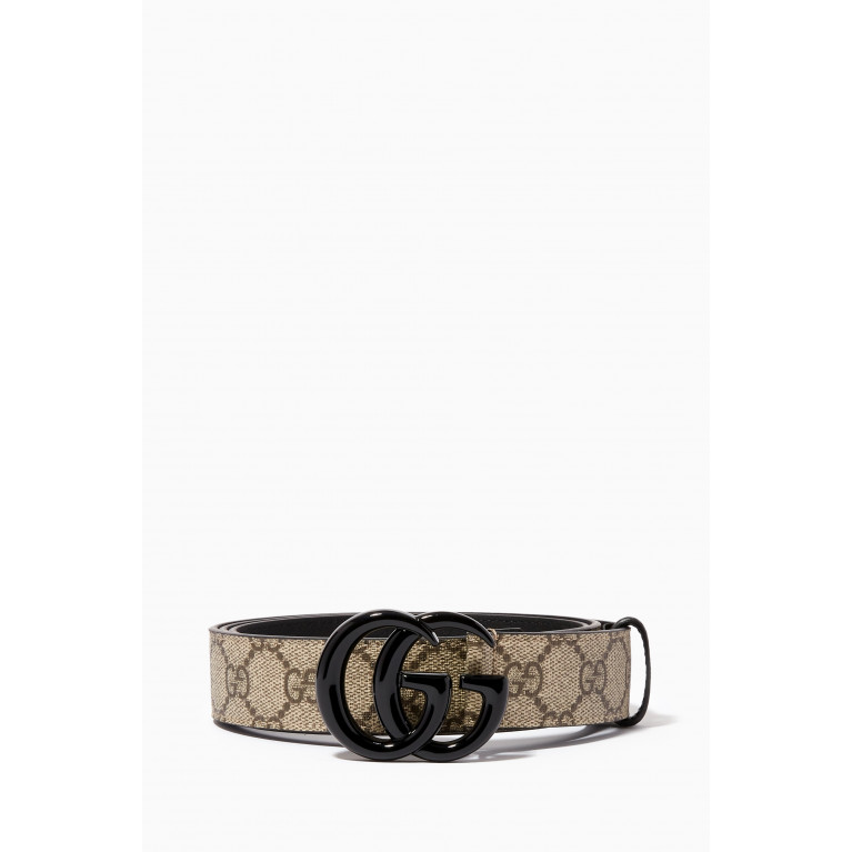 Gucci - GG Marmont Thin Belt in Leather & Canvas