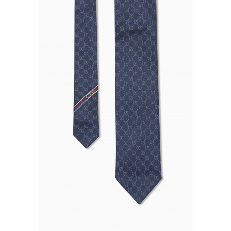 Gucci - GG Pattern Tie in Silk Blue