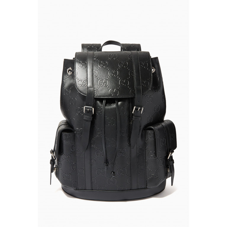 Gucci - Backpack in GG Embossed Leather Black
