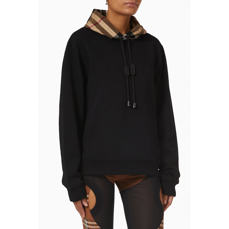 Burberry - Check Hood Oversized Hoodie in Cotton