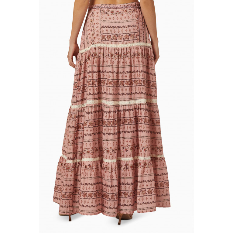 Especia - Cyrene High-waist Tiered Maxi Skirt in Linen