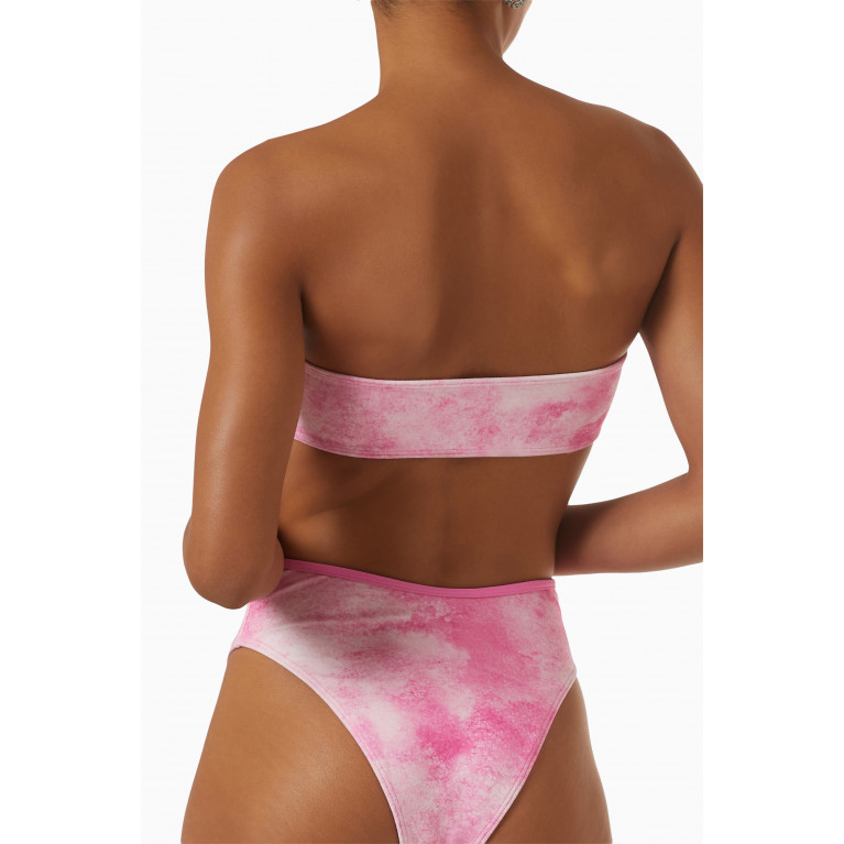 Frankies Bikinis - Jean Bandeau Bikini Top in Stretch Terry Pink