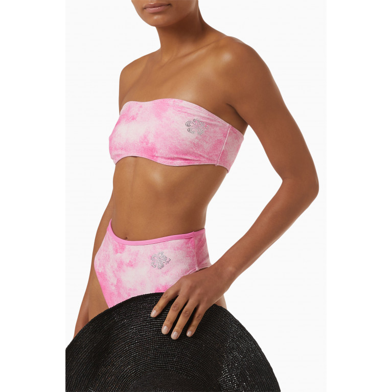 Frankies Bikinis - Jean Bandeau Bikini Top in Stretch Terry Pink