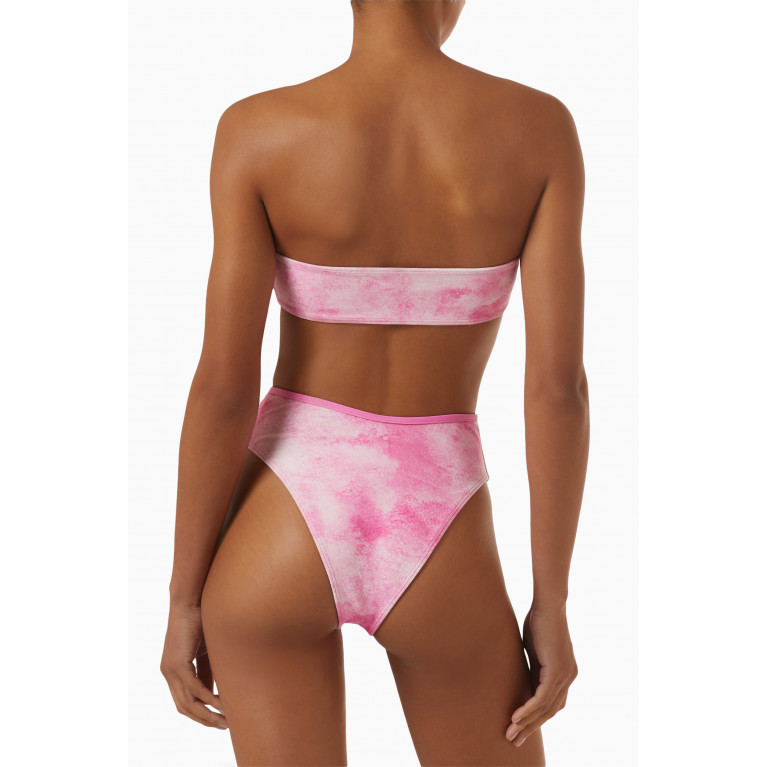 Frankies Bikinis - Anne High Waist Bikini Bottoms in Stretch Terry Pink