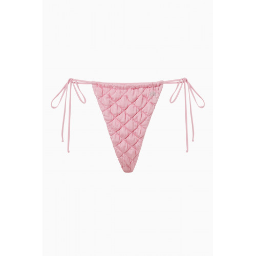 Frankies Bikinis - Tia String Bikini Bottoms in Puffed Nylon Blend Pink