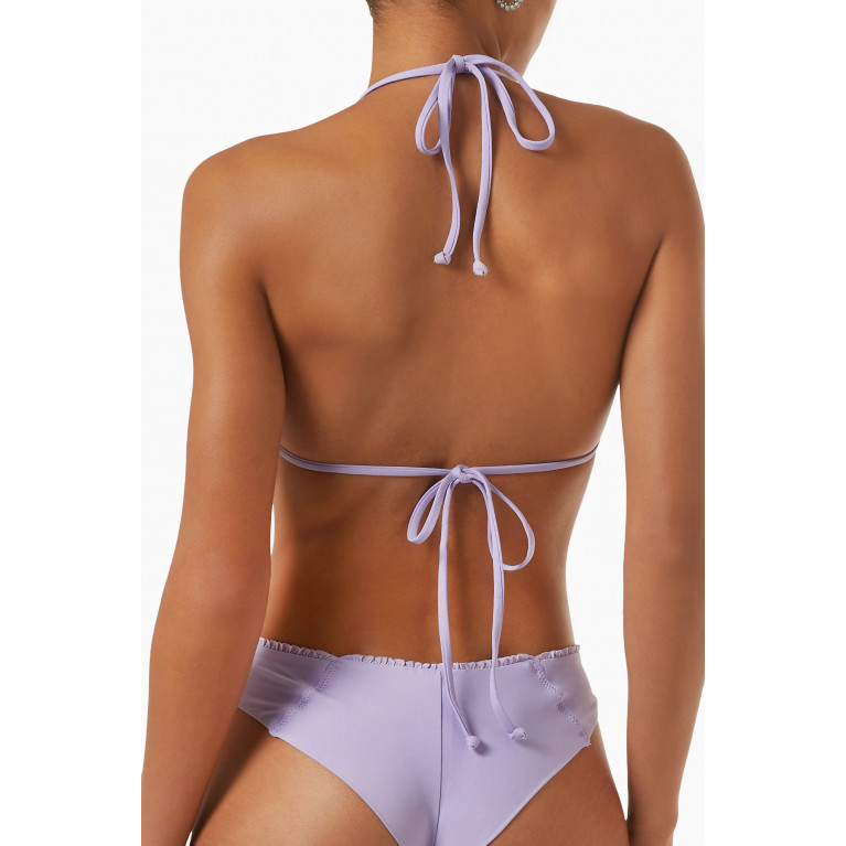 Frankies Bikinis - Nick Ruffle String Bikini Top in Stretch Nylon